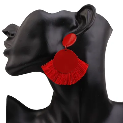 Fashionable Simple Fringed Tassel Geometric Alloy Earrings