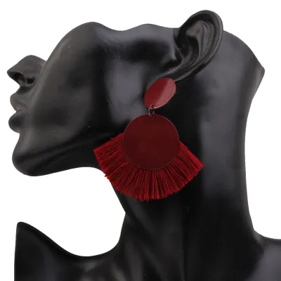 Fashionable Simple Fringed Tassel Geometric Alloy Earrings