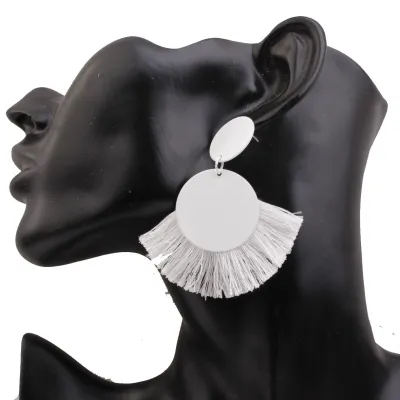 Fashionable Simple Fringed Tassel Geometric Alloy Earrings