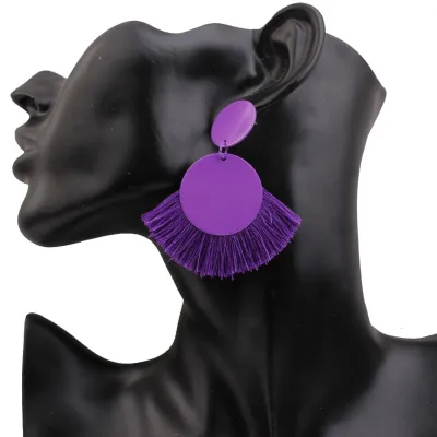Fashionable Simple Fringed Tassel Geometric Alloy Earrings