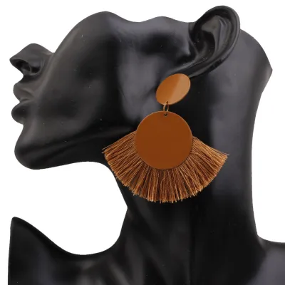 Fashionable Simple Fringed Tassel Geometric Alloy Earrings