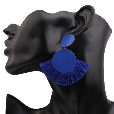 Fashionable Simple Fringed Tassel Geometric Alloy Earrings