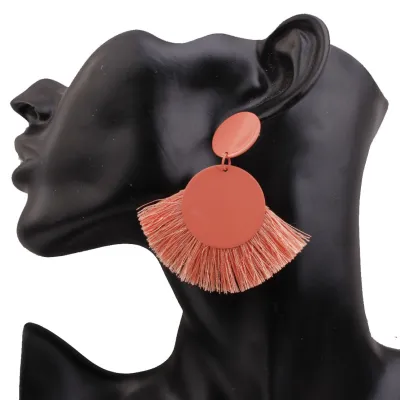 Fashionable Simple Fringed Tassel Geometric Alloy Earrings