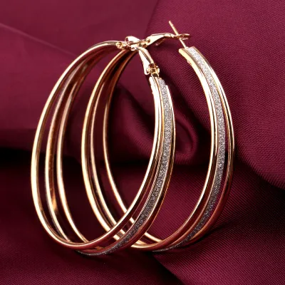 Creative Design Multilayer Frosted Copper Geometric Earrings