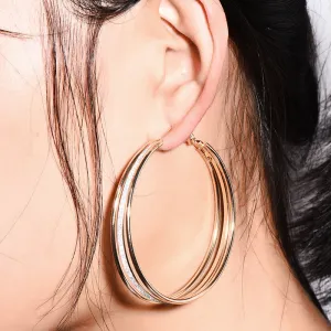 Creative Design Multilayer Frosted Copper Geometric Earrings