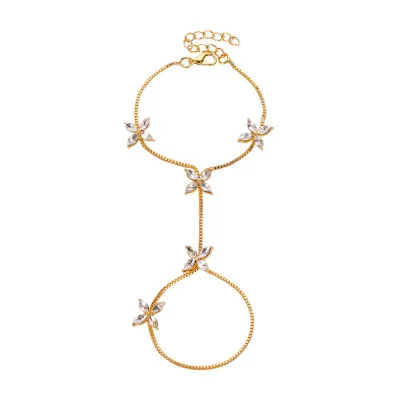 Creative Flowers Pattern Zircon Decor Alloy Bracelet for Women