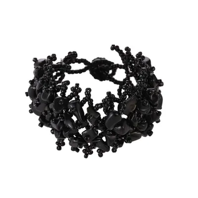 Natural Gravel Beaded Crystal Stretch Bracelet for Women Exotic Geometric Style