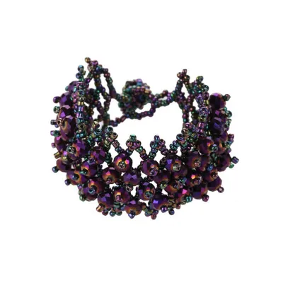 Natural Gravel Beaded Crystal Stretch Bracelet for Women Exotic Geometric Style