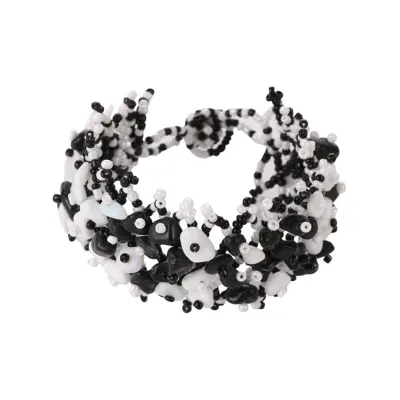Natural Gravel Beaded Crystal Stretch Bracelet for Women Exotic Geometric Style