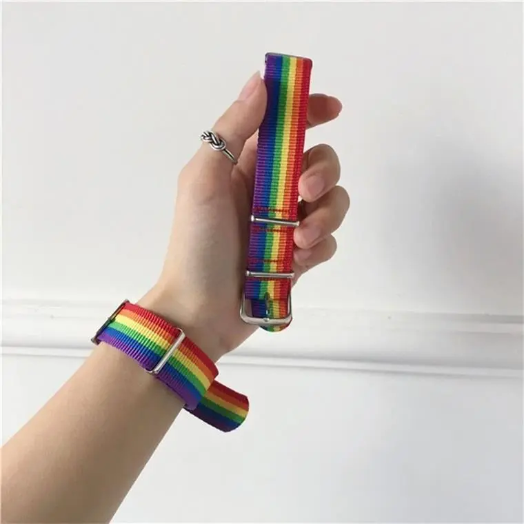 Creative Rainbow Color Strap Couple Bracelet Unisex Cartoon Nature Textile