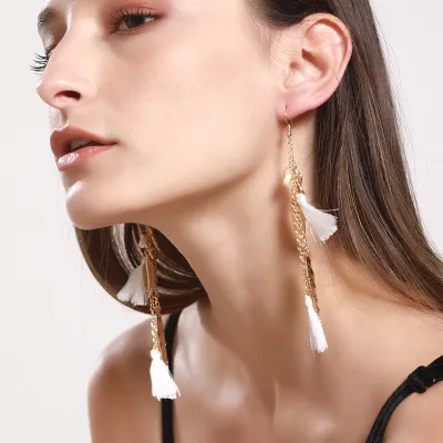 Fashion Tree Leaf Long Tassel Earrings for Women