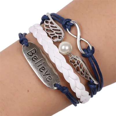 Vintage Woven Wings Pearl Bracelet Women Cortex