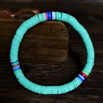 Colorful Soft Clay Elastic Rope Bracelet for Women Geometric Style