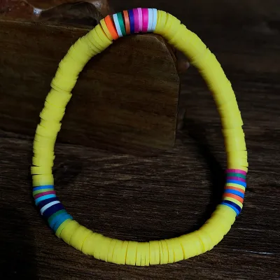 Colorful Soft Clay Elastic Rope Bracelet for Women Geometric Style