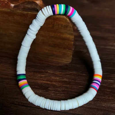 Colorful Soft Clay Elastic Rope Bracelet for Women Geometric Style