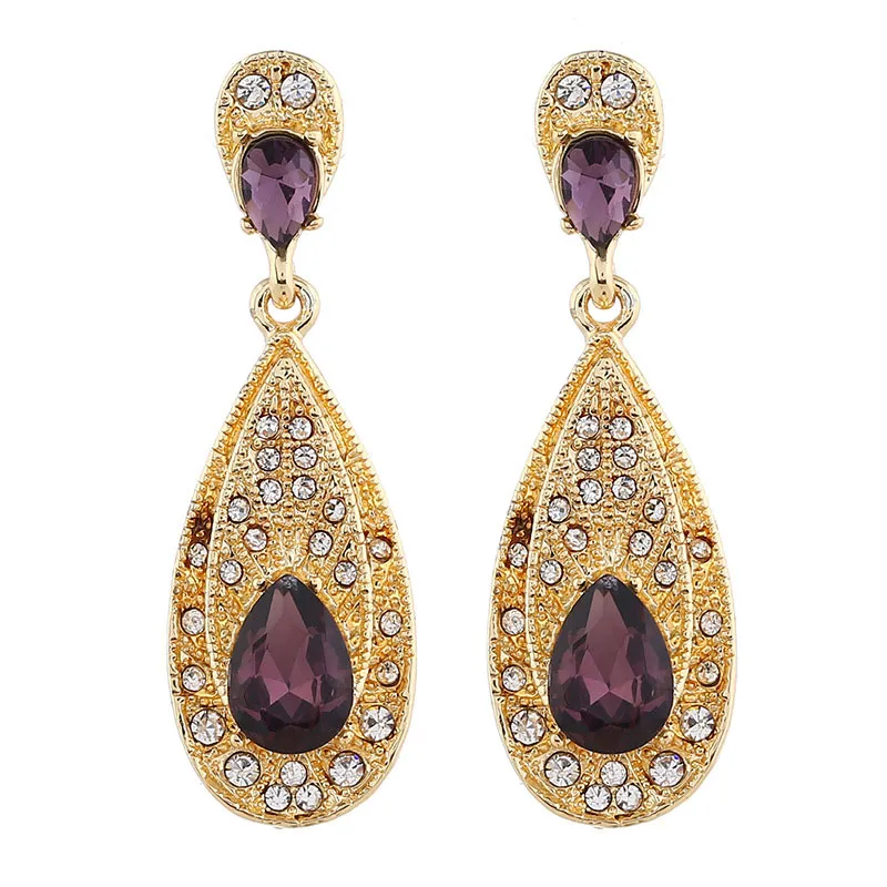 Shiny Geometric Water Drop Inlaid Drill Drop Earrings for Women