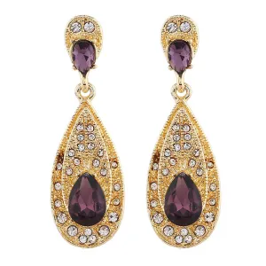 Shiny Geometric Water Drop Inlaid Drill Drop Earrings for Women