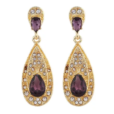 Shiny Geometric Water Drop Inlaid Drill Drop Earrings for Women