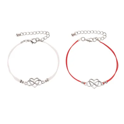 Simple Hollow Out Love Heart Couple Bracelet Alloy