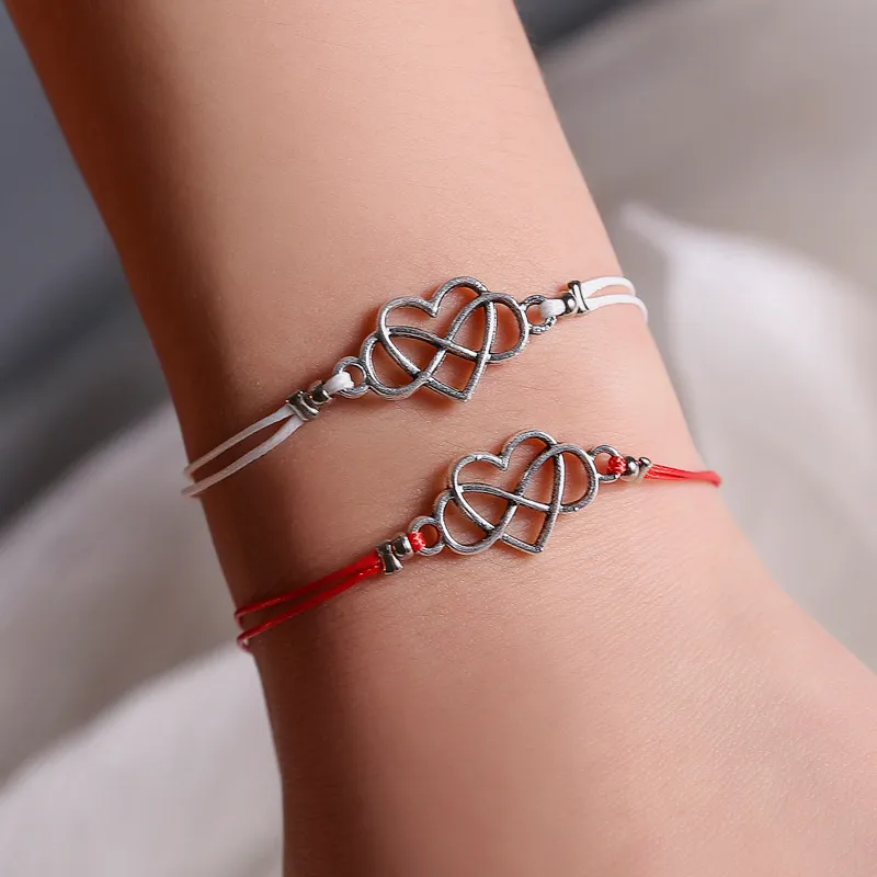 Simple Hollow Out Love Heart Couple Bracelet Alloy