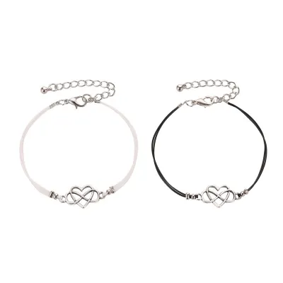 Simple Hollow Out Love Heart Couple Bracelet Alloy