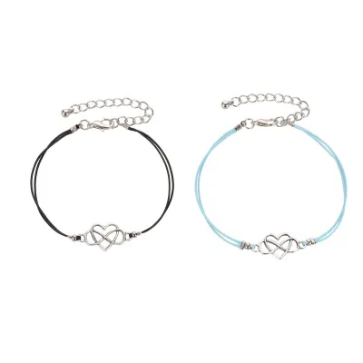 Simple Hollow Out Love Heart Couple Bracelet Alloy
