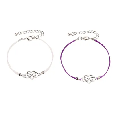 Simple Hollow Out Love Heart Couple Bracelet Alloy