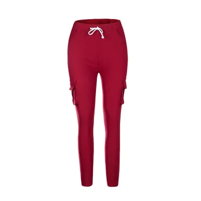 S-4XL Plus Size Women Casual Drawstring High Waist Straight Pencil Pants