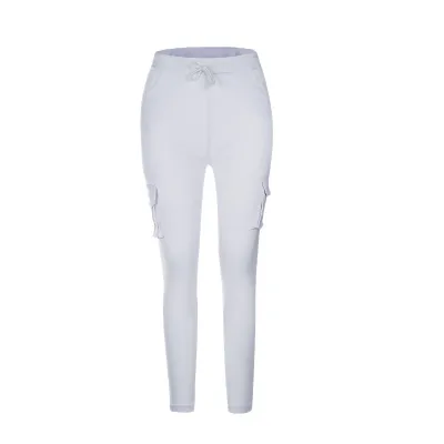 S-4XL Plus Size Women Casual Drawstring High Waist Straight Pencil Pants