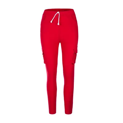 S-4XL Plus Size Women Casual Drawstring High Waist Straight Pencil Pants