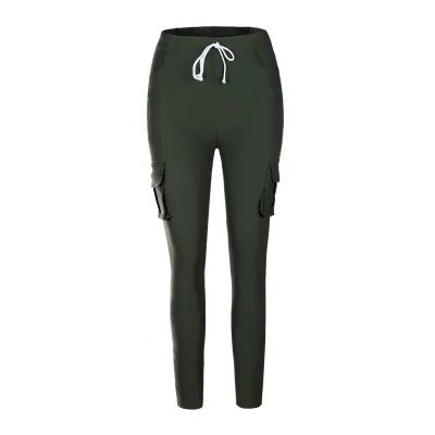 S-4XL Plus Size Women Casual Drawstring High Waist Straight Pencil Pants