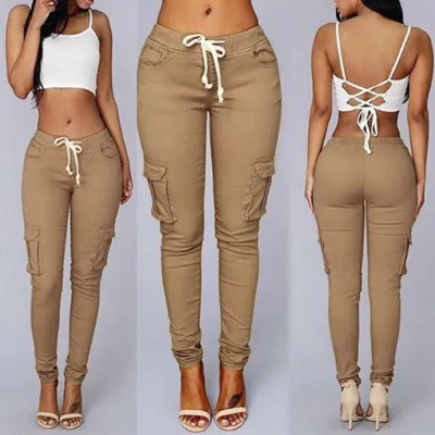 S-4XL Plus Size Women Casual Drawstring High Waist Straight Pencil Pants