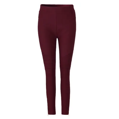 XL-5XL Plus Size Women Casual Solid Color Tight Pencil Pants High Waist Cotton Blend