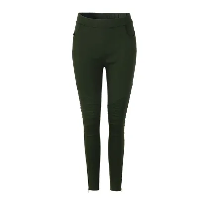 XL-5XL Plus Size Women Casual Solid Color Tight Pencil Pants High Waist Cotton Blend