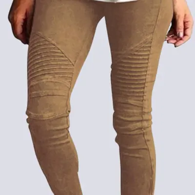 XL-5XL Plus Size Women Casual Solid Color Tight Pencil Pants High Waist Cotton Blend