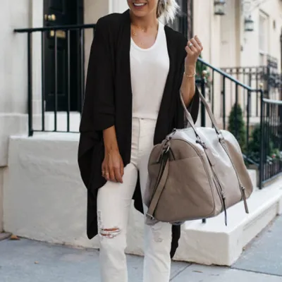 S-XXL Women Casual Irregular Hemline Loose Coat Cardigan