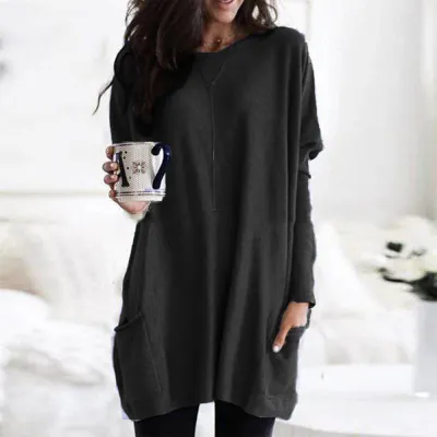 S-5XL Women Casual Solid Color Pullover Blank T-shirt