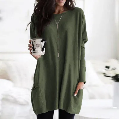 S-5XL Women Casual Solid Color Pullover Blank T-shirt