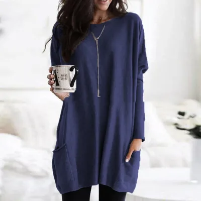 S-5XL Women Casual Solid Color Pullover Blank T-shirt