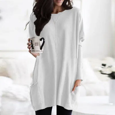 S-5XL Women Casual Solid Color Pullover Blank T-shirt