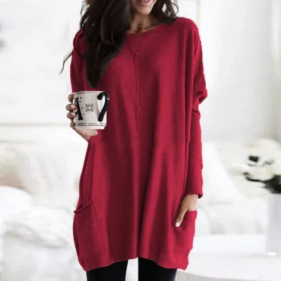 S-5XL Women Casual Solid Color Pullover Blank T-shirt