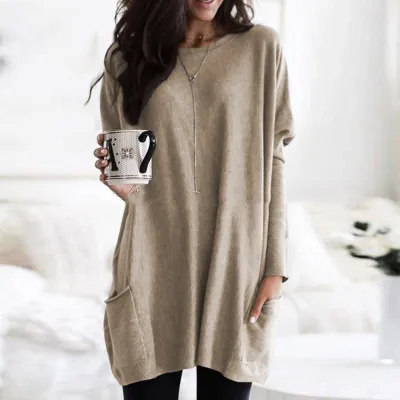 S-5XL Women Casual Solid Color Pullover Blank T-shirt