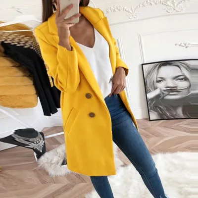 S-5XL Women Solid Color Lapel Button Casual Blazer Over Coat
