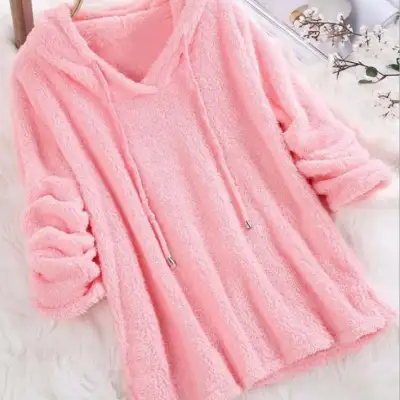 S-5XL Women Solid Color Long-sleeve Loose Pullover Hoodies