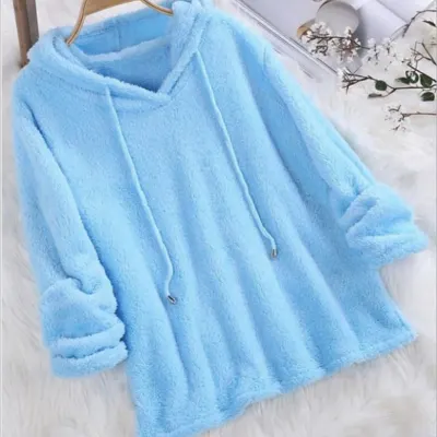 S-5XL Women Solid Color Long-sleeve Loose Pullover Hoodies