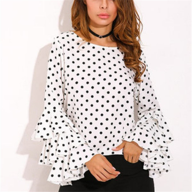 Wholesale S-5XL Women Casual Polka Dot Print Round Collar