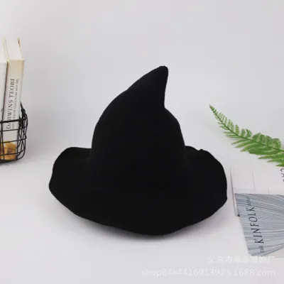 Halloween Funny Knitted Wizard Hat for Women Wool Acrylic