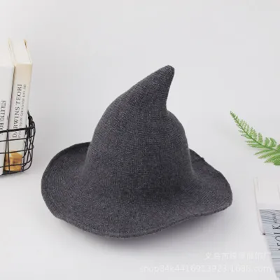 Halloween Funny Knitted Wizard Hat for Women Wool Acrylic