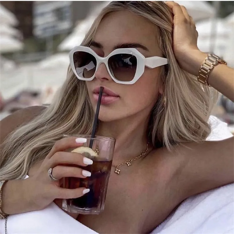 Women Fashion Irregular Large Frame Polygon PC Sunglasses