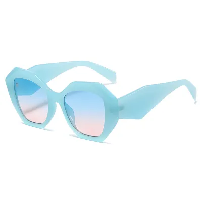Women Fashion Irregular Large Frame Polygon PC Sunglasses